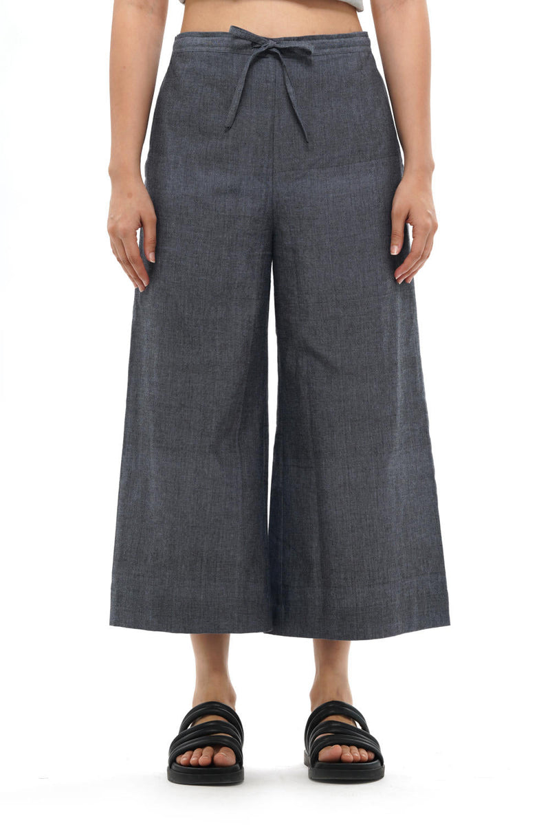 KIRI PALAZZO 100% cotton by Translate - Handwoven Ikat in blue color for women Worldwide