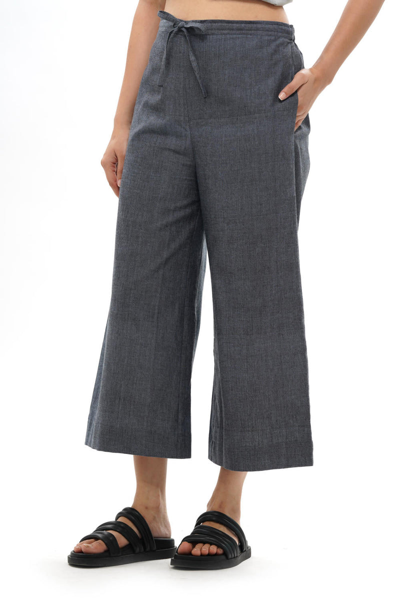 KIRI PALAZZO 100% cotton by Translate - Handwoven Ikat in blue color for women Worldwide