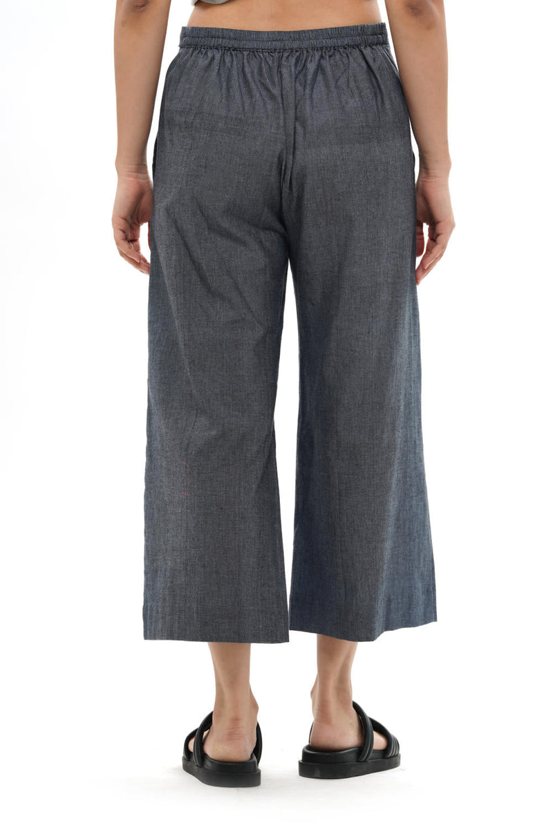KIRI PALAZZO 100% cotton by Translate - Handwoven Ikat in blue color for women Worldwide