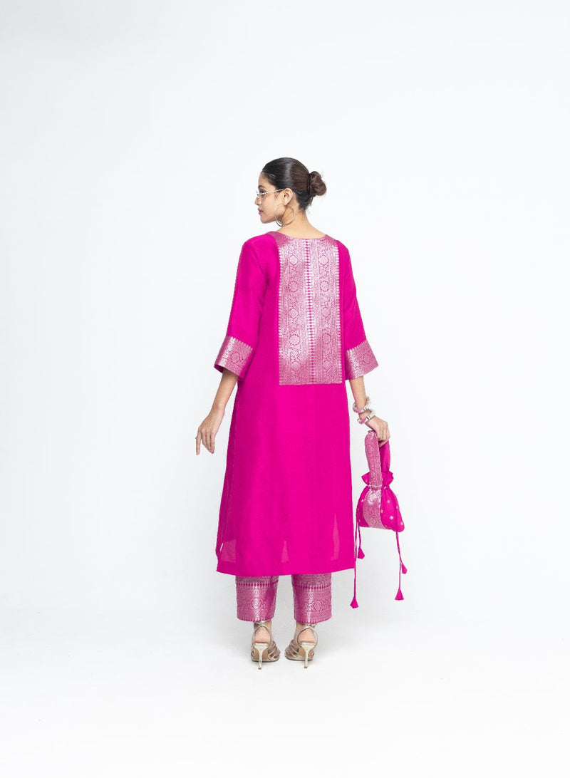 Seher - Tunic set - Pink organza by SOBARIKO in pink color for women Worldwide