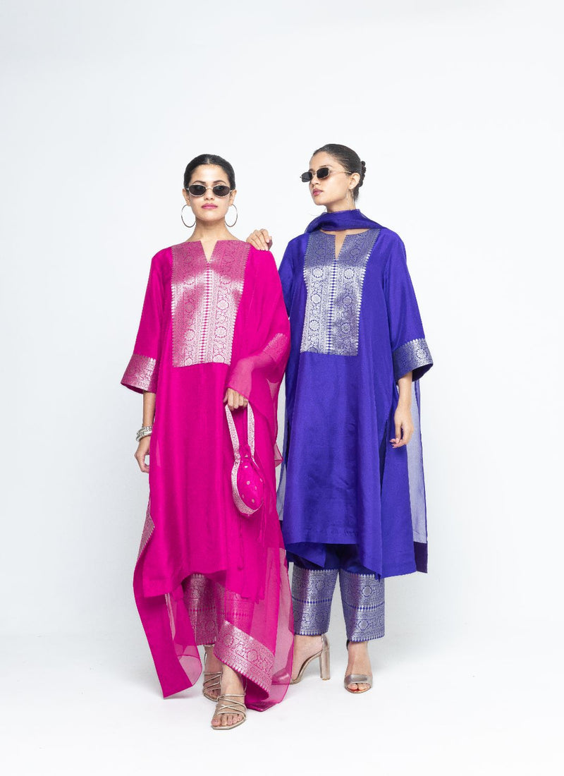 Seher - Tunic set - Pink organza by SOBARIKO in pink color for women Worldwide