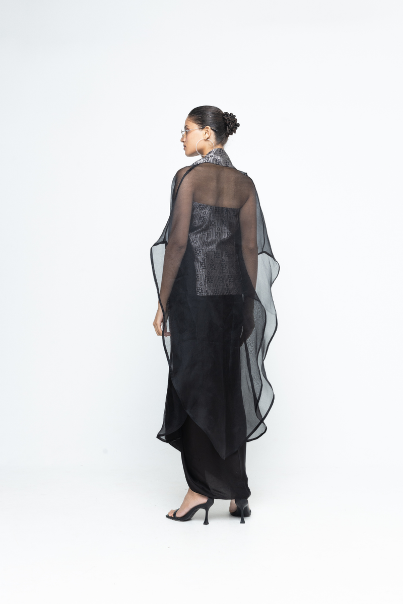 Dela Cape set - Black satin by SOBARIKO in black color for women Worldwide