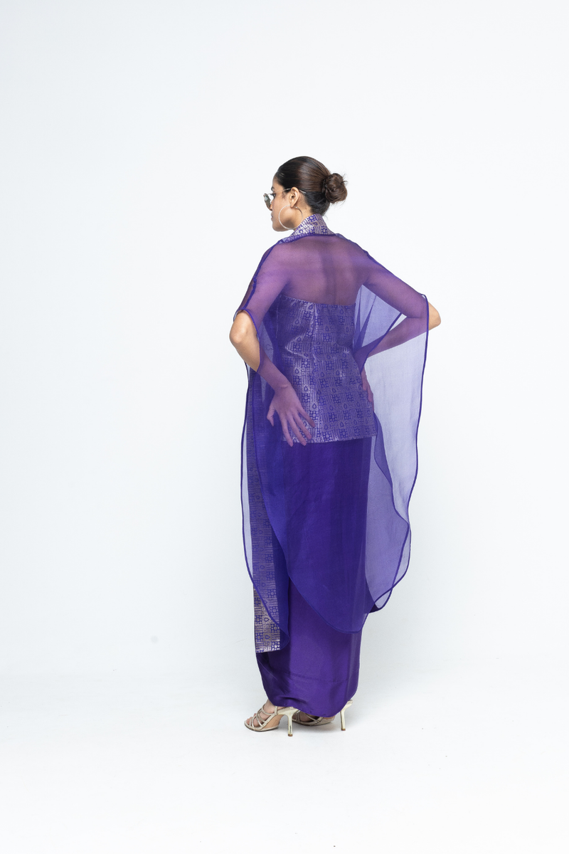 Dela Cape set - Purple satin by SOBARIKO in purple color for women Worldwide