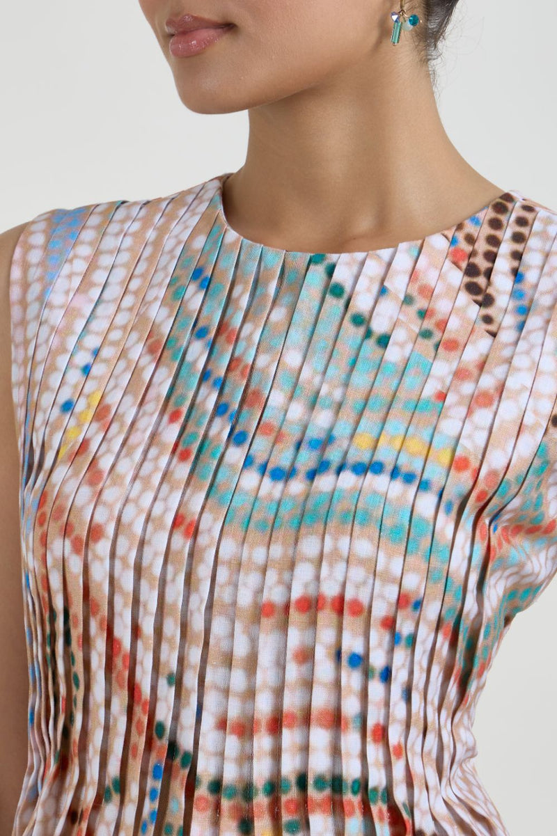 Daphne Accordian Skirt Set linen co-ord set by SOBARIKO in multicolor for women Worldwide