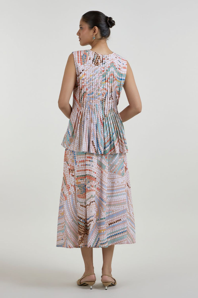 Daphne Accordian Skirt Set linen co-ord set by SOBARIKO in multicolor for women Worldwide