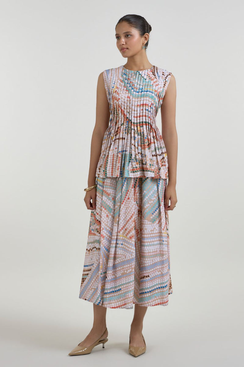 Daphne Accordian Skirt Set linen co-ord set by SOBARIKO in multicolor for women Worldwide