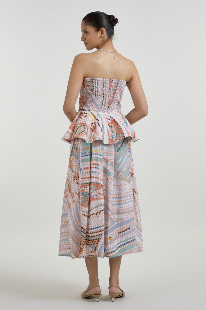 Daphne Peplum Skirt Set linen co-ord set by SOBARIKO in multicolor for women Worldwide