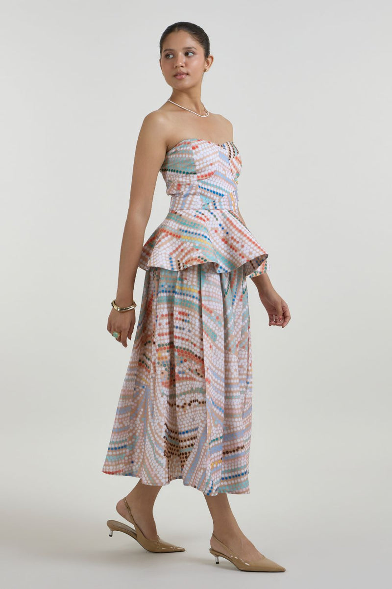 Daphne Peplum Skirt Set linen co-ord set by SOBARIKO in multicolor for women Worldwide
