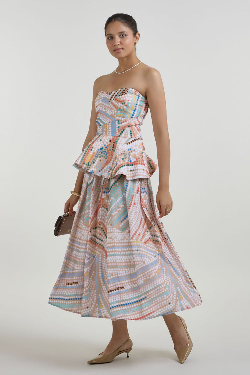 Daphne Peplum Skirt Set linen co-ord set by SOBARIKO in multicolor for women Worldwide