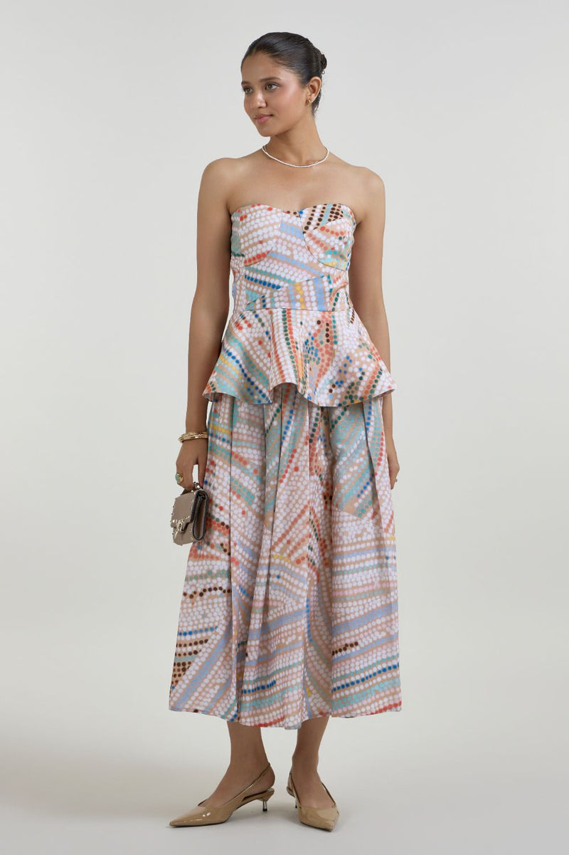 Daphne Peplum Skirt Set linen co-ord set by SOBARIKO in multicolor for women Worldwide