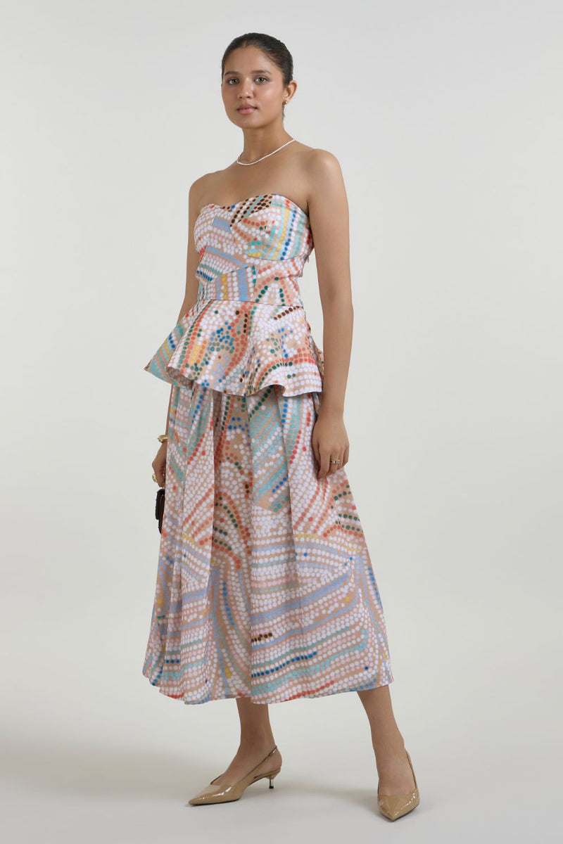 Daphne Peplum Skirt Set linen co-ord set by SOBARIKO in multicolor for women Worldwide