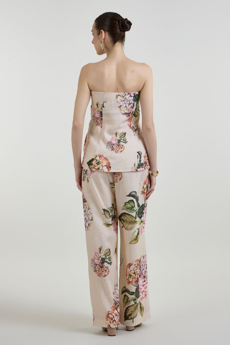 Hazel Strapless Set linen co-ord set by SOBARIKO in light yellow for women Worldwide