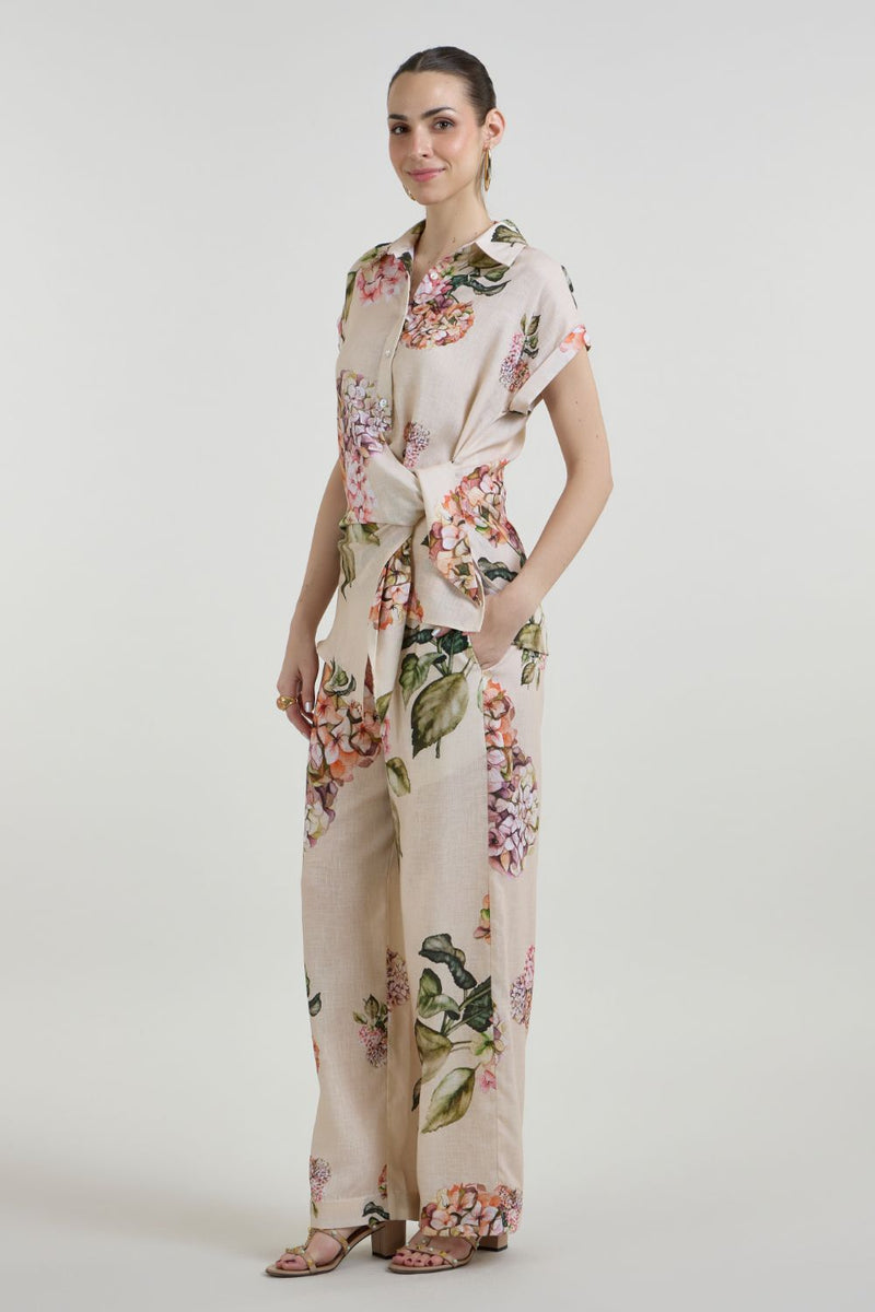 Hazel Twist Co-ord Set linen co-ord set by SOBARIKO in light yellow for women Worldwide