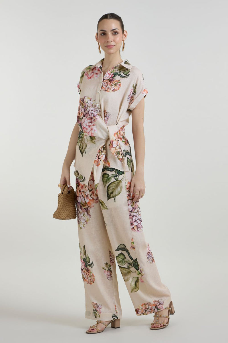 Hazel Twist Co-ord Set linen co-ord set by SOBARIKO in light yellow for women Worldwide