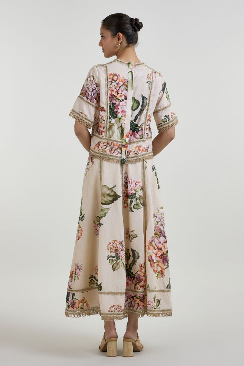 Hazel Raafia Skirt Set linen co-ord set by SOBARIKO in light yellow for women Worldwide
