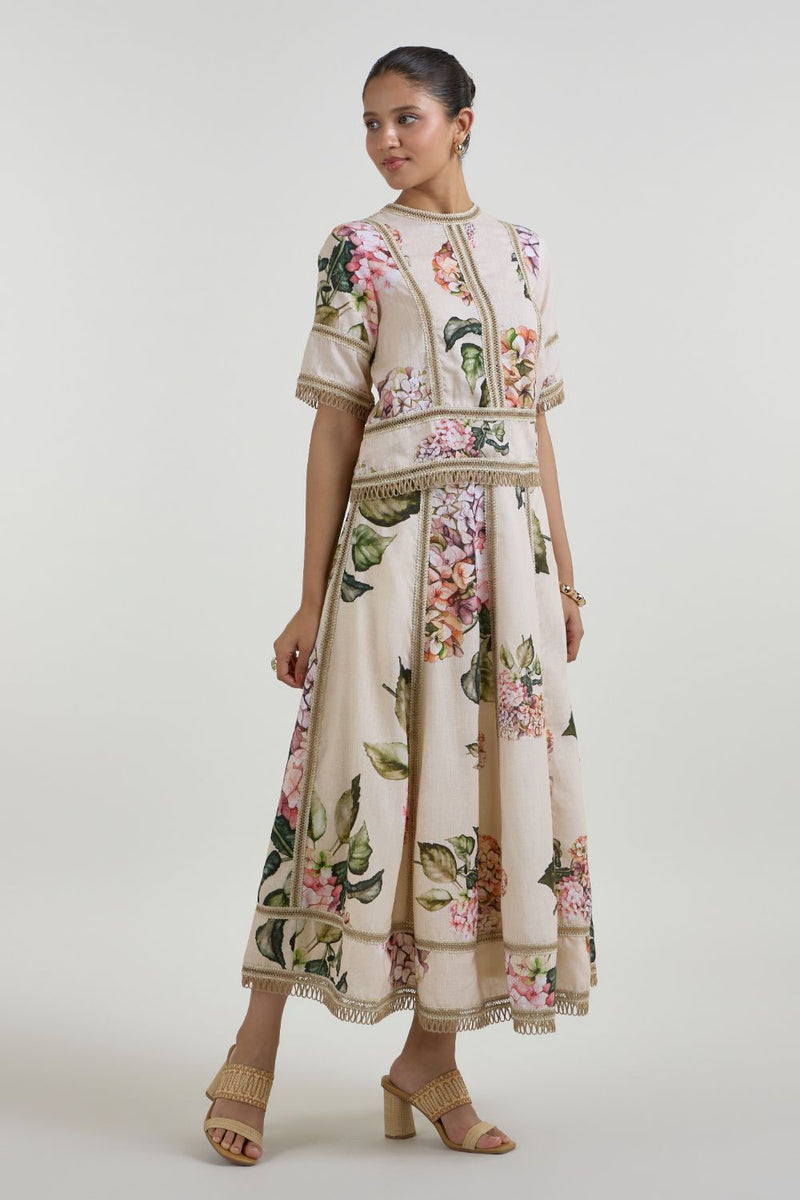 Hazel Raafia Skirt Set linen co-ord set by SOBARIKO in light yellow for women Worldwide