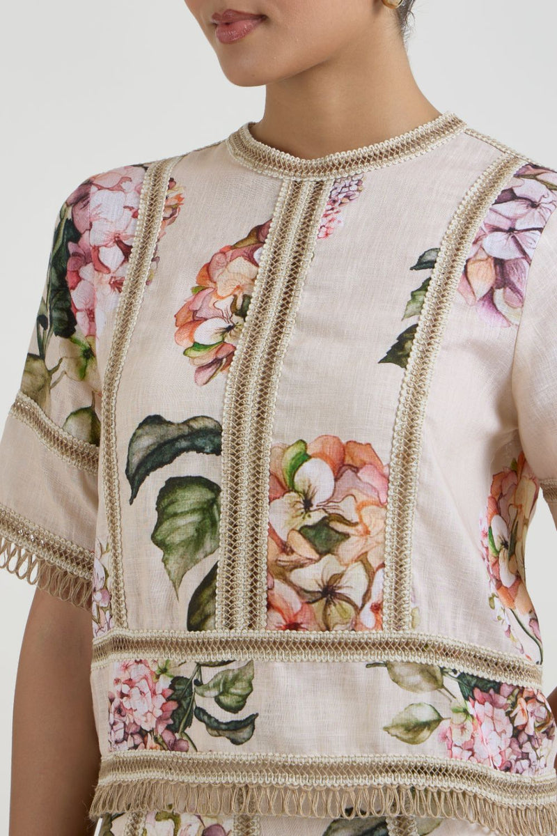 Hazel Raafia Skirt Set linen co-ord set by SOBARIKO in light yellow for women Worldwide