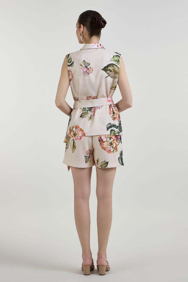 Hazel Blazer Shorts Set linen co-ord set by SOBARIKO in light yellow for women Worldwide