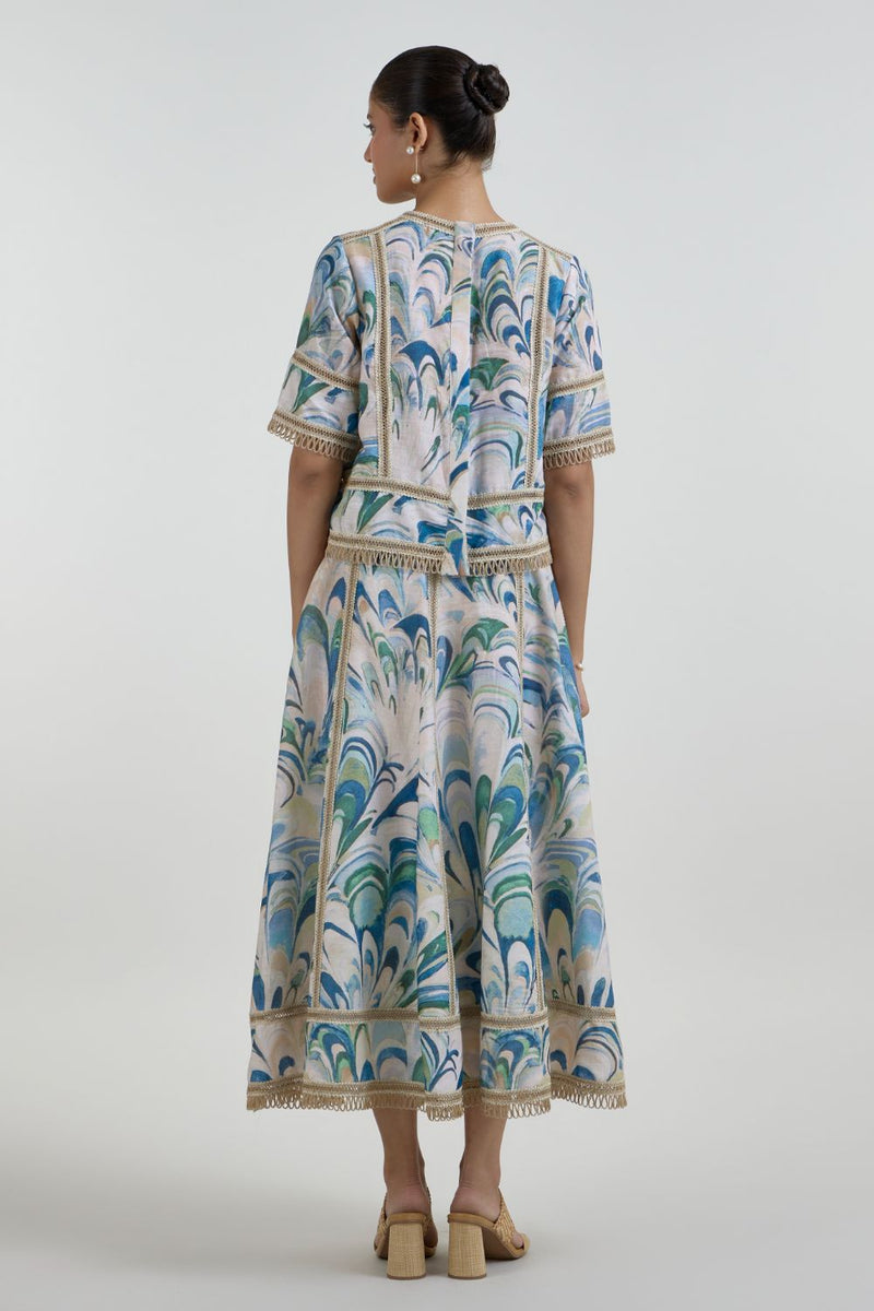 Penelope Rafia Skirt Set linen co-ord set by SOBARIKO in beige for women Worldwide