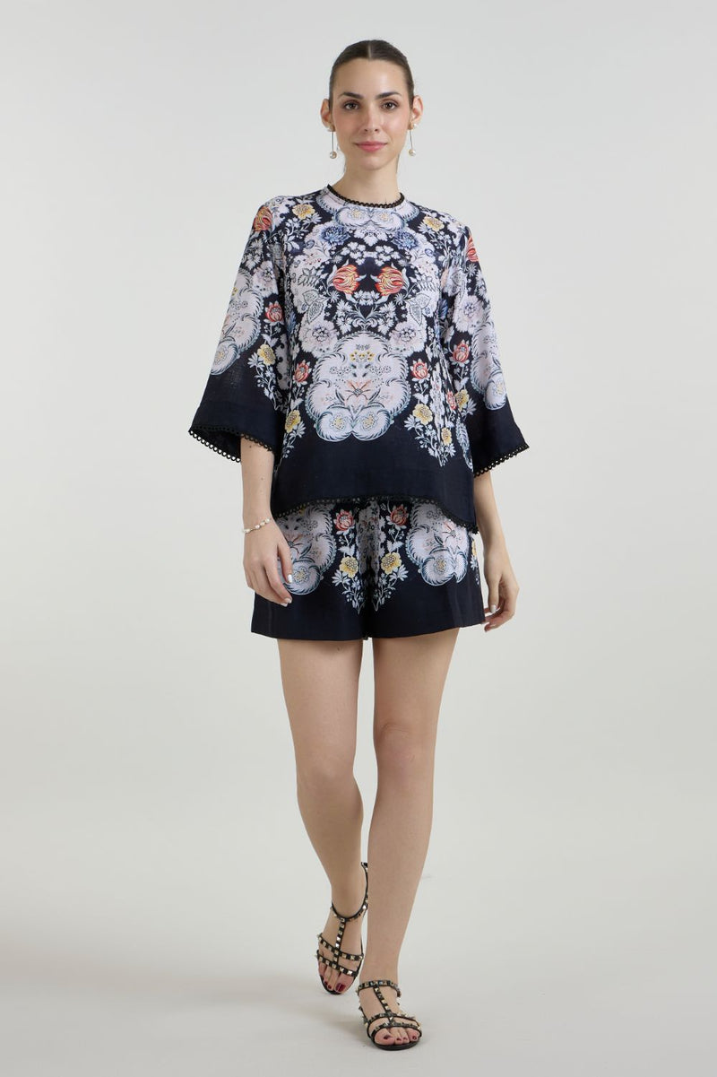 Valerie Tunic Shorts set linen co-ord set by SOBARIKO in black for women Worldwide
