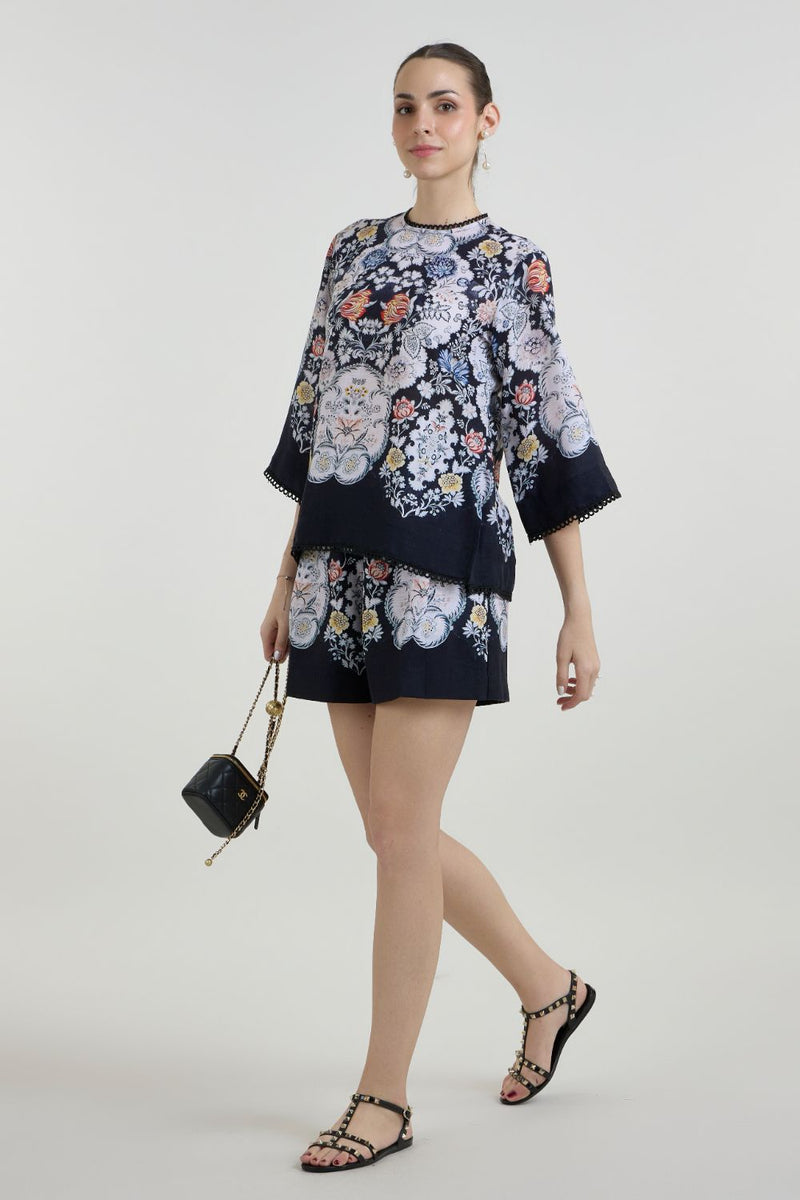 Valerie Tunic Shorts set linen co-ord set by SOBARIKO in black for women Worldwide