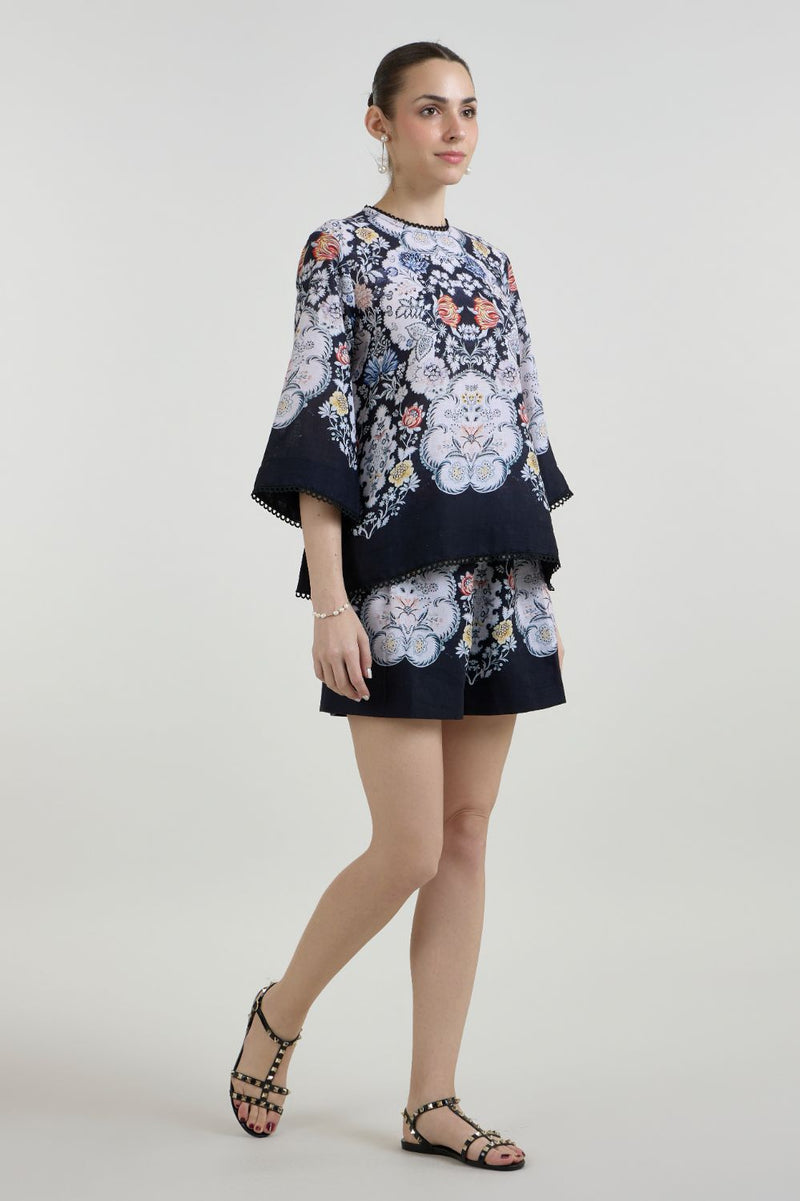Valerie Tunic Shorts set linen co-ord set by SOBARIKO in black for women Worldwide