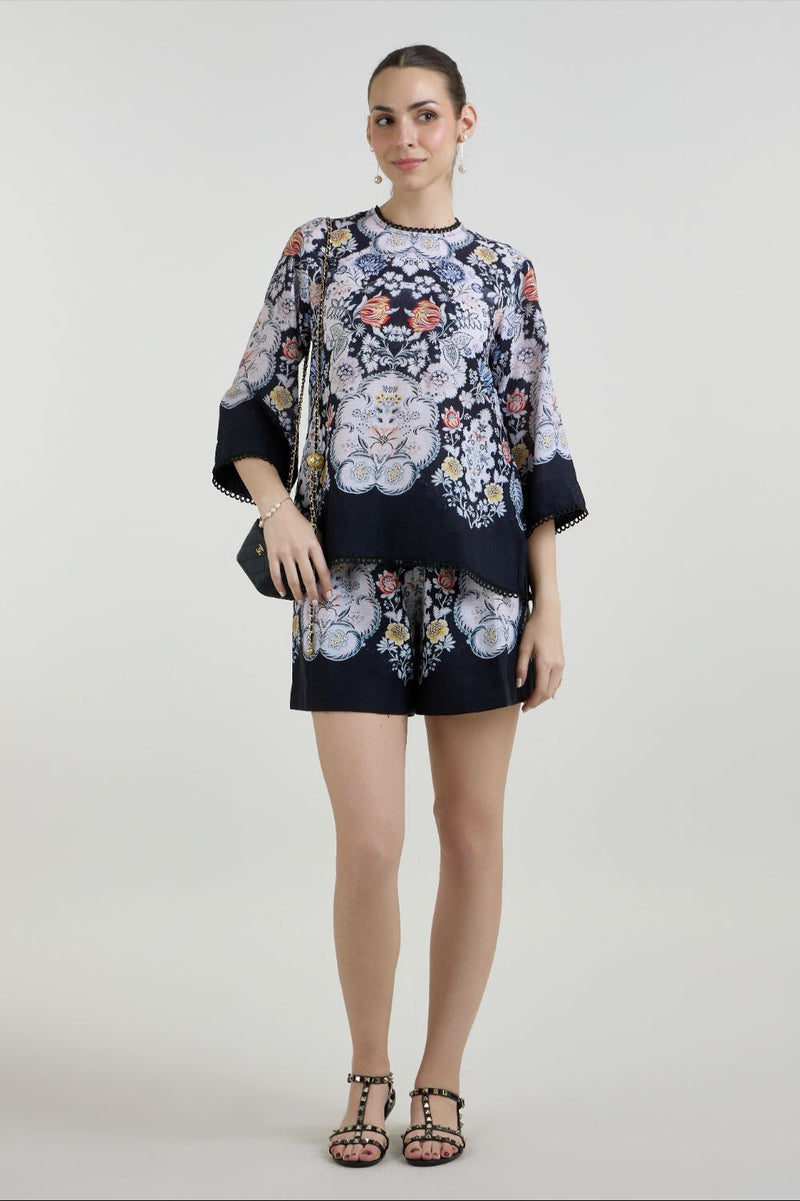 Valerie Tunic Shorts set linen co-ord set by SOBARIKO in black for women Worldwide