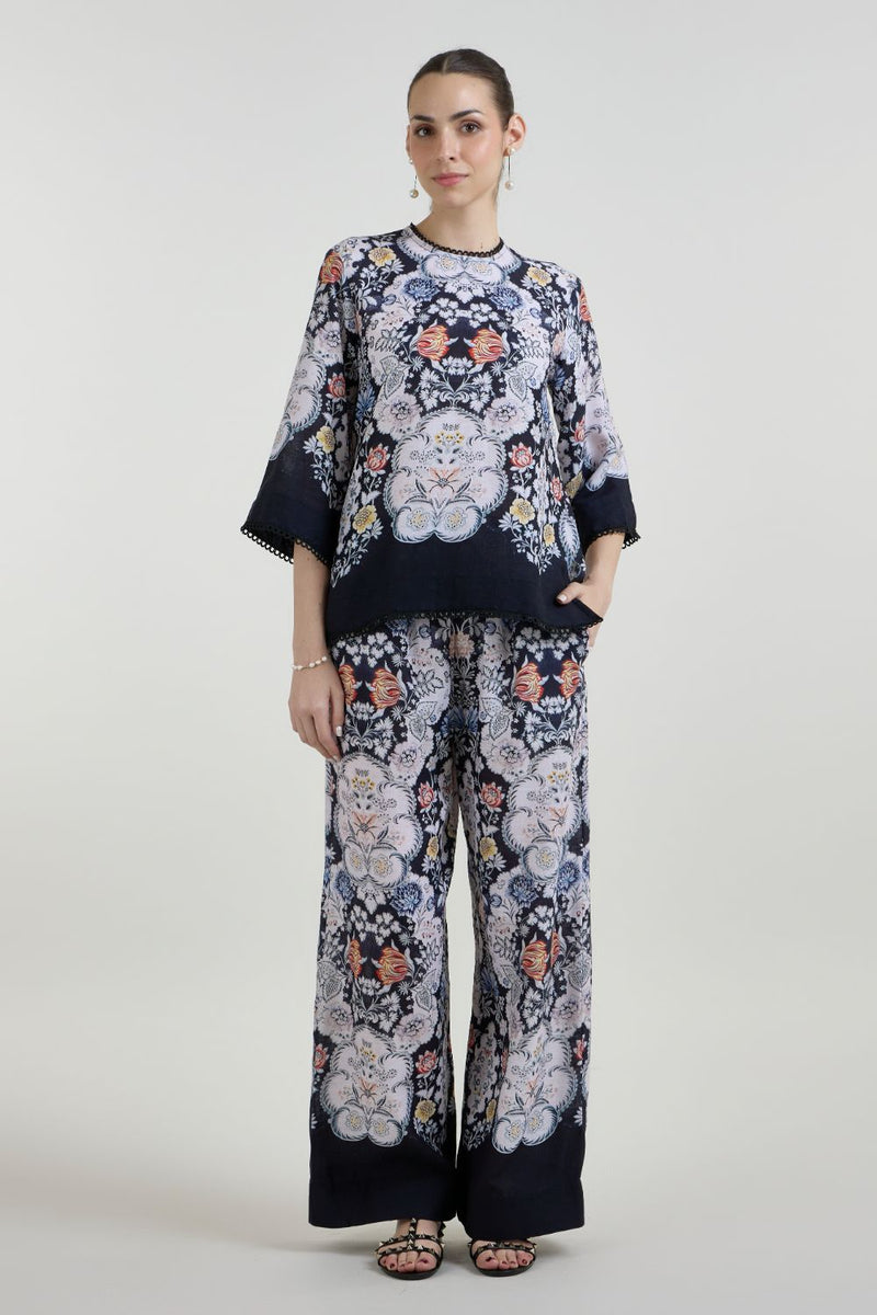 Valerie Tunic Pants Set linen co-ord set by SOBARIKO in black for women Worldwide