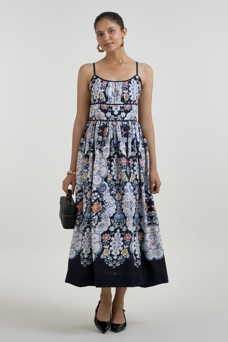 Valerie Strappy Midi dress linen dress by SOBARIKO for women Worldwide