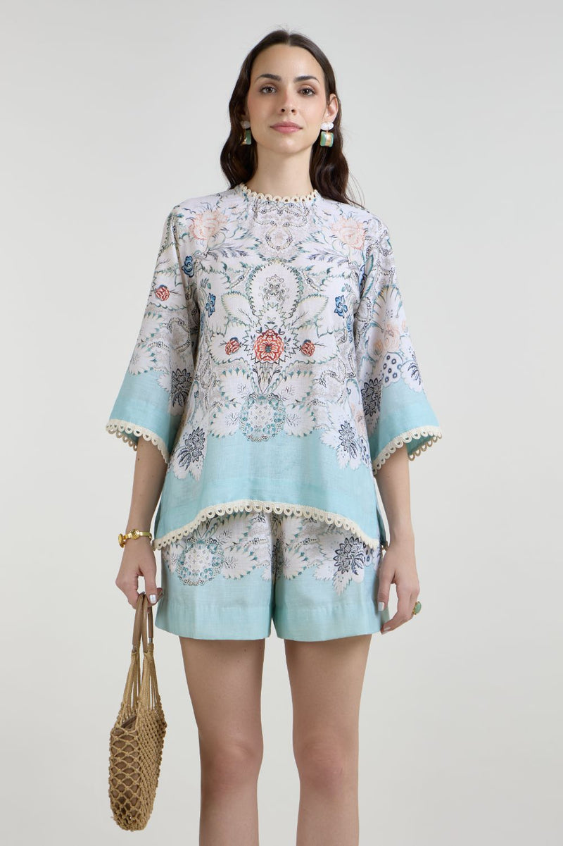 Tyla Tunic Shorts Set linen co-ord set by SOBARIKO in white for women Worldwide