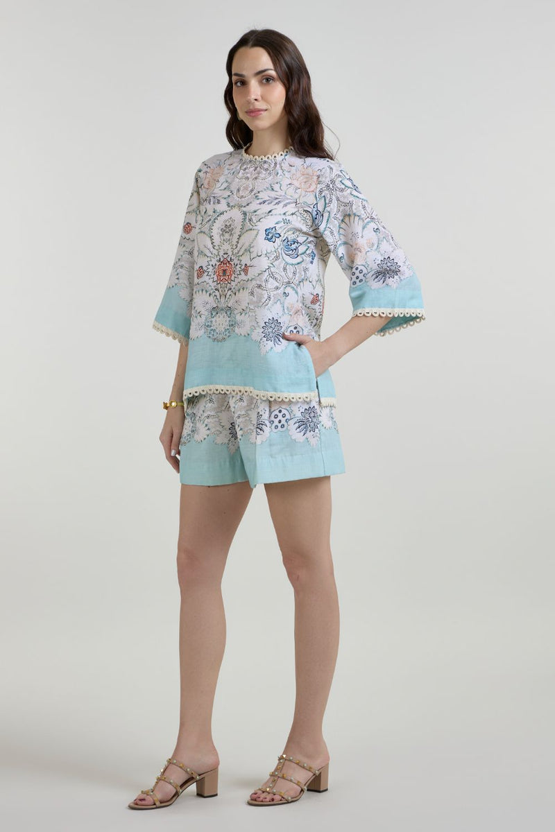 Tyla Tunic Shorts Set linen co-ord set by SOBARIKO in white for women Worldwide