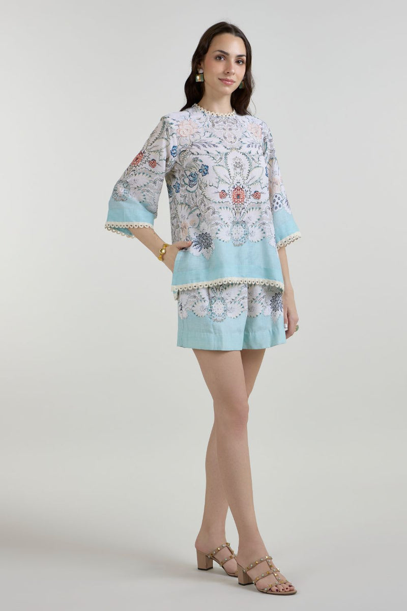 Tyla Tunic Shorts Set linen co-ord set by SOBARIKO in white for women Worldwide
