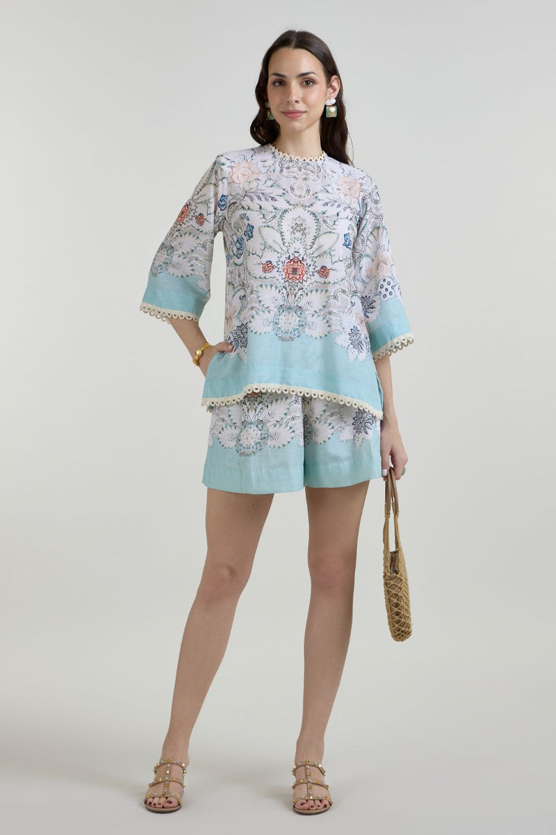 Tyla Tunic Shorts Set linen co-ord set by SOBARIKO in white for women Worldwide