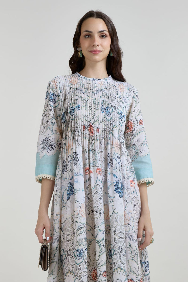 Tyla Pleated Midi Dress linen dress by SOBARIKO for women Worldwide