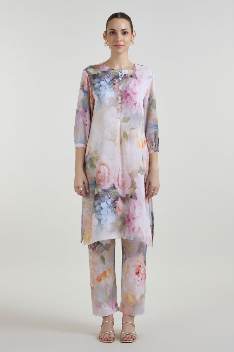 Olivia Kurta Set linen co-ord set by SOBARIKO for women Worldwide