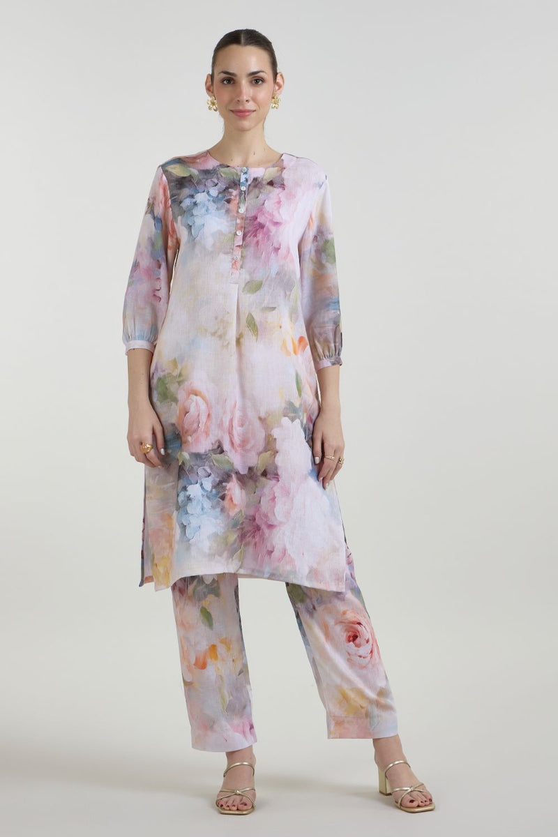 Olivia Kurta Set linen co-ord set by SOBARIKO for women Worldwide