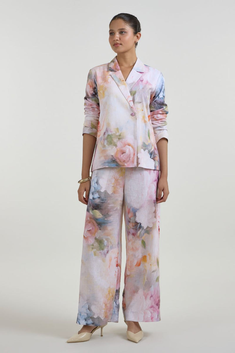 Olivia Blazer Pant Set linen co-ord set by SOBARIKO in white for women Worldwide