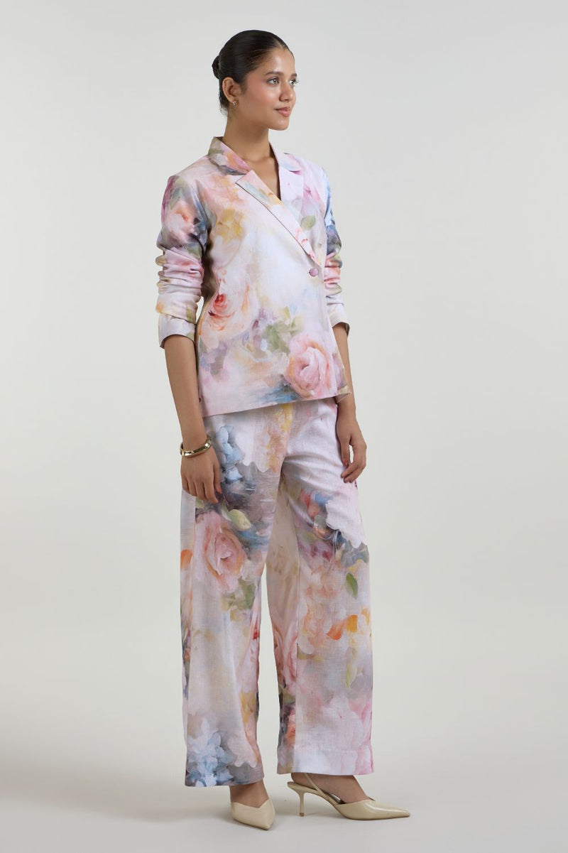 Olivia Blazer Pant Set linen co-ord set by SOBARIKO in white for women Worldwide
