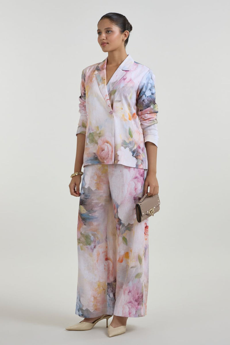 Olivia Blazer Pant Set linen co-ord set by SOBARIKO in white for women Worldwide