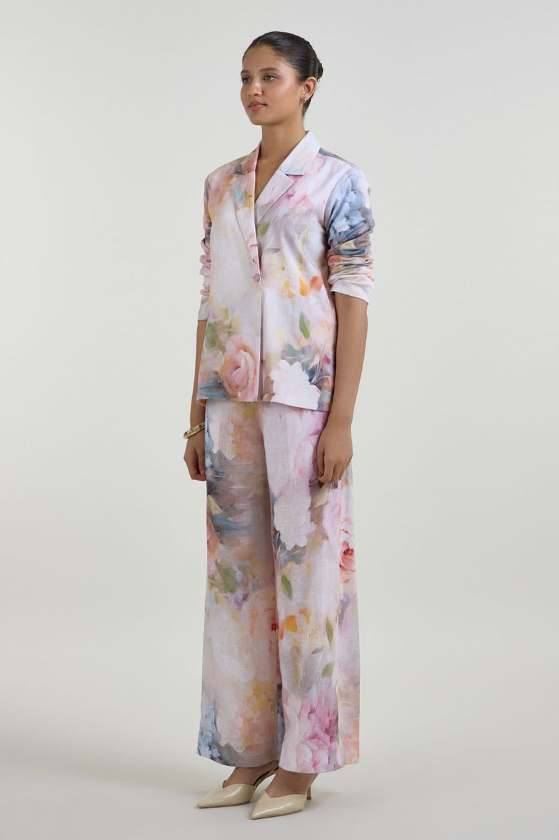 Olivia Blazer Pant Set linen co-ord set by SOBARIKO in white for women Worldwide