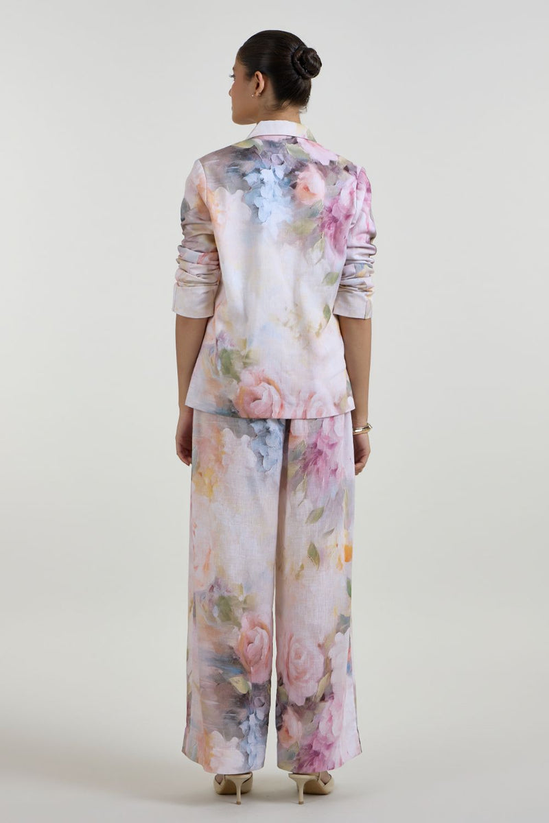 Olivia Blazer Pant Set linen co-ord set by SOBARIKO in white for women Worldwide