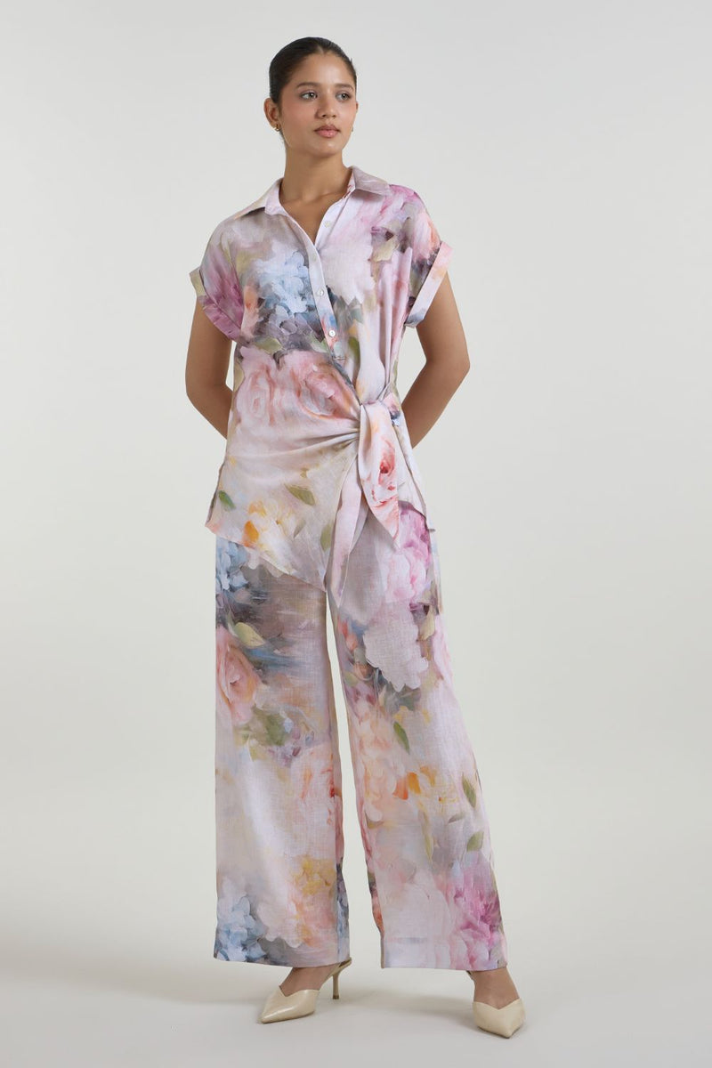 Olivia Twist Co-ord Set linen co-ord set by SOBARIKO in white for women Worldwide