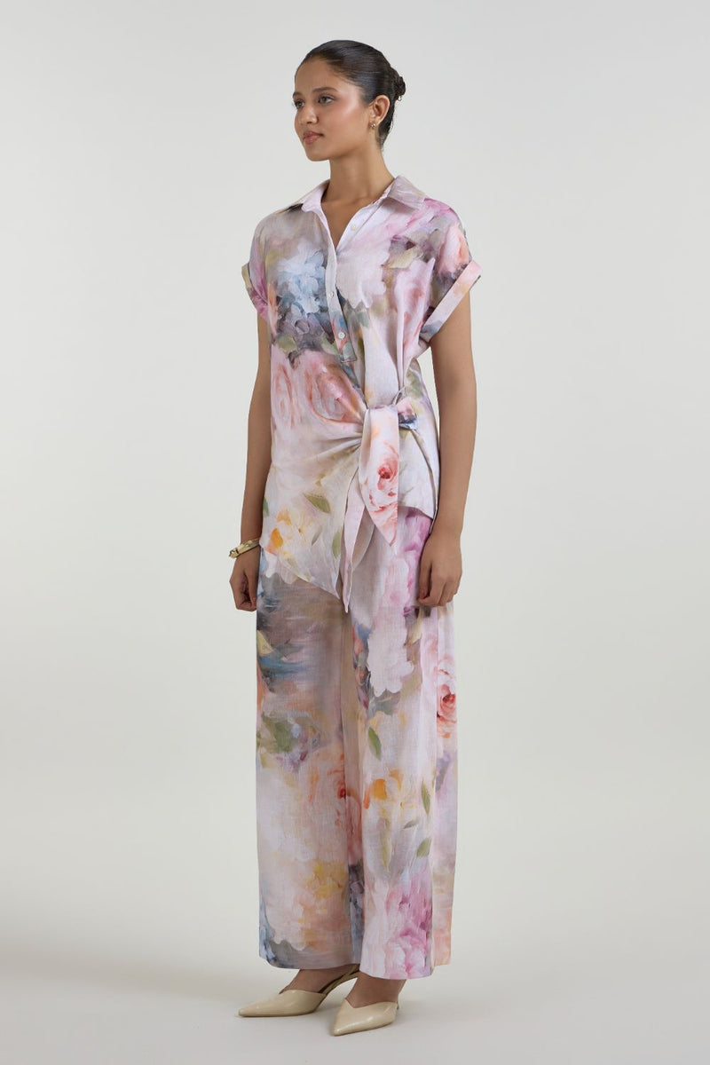 Olivia Twist Co-ord Set linen co-ord set by SOBARIKO in white for women Worldwide