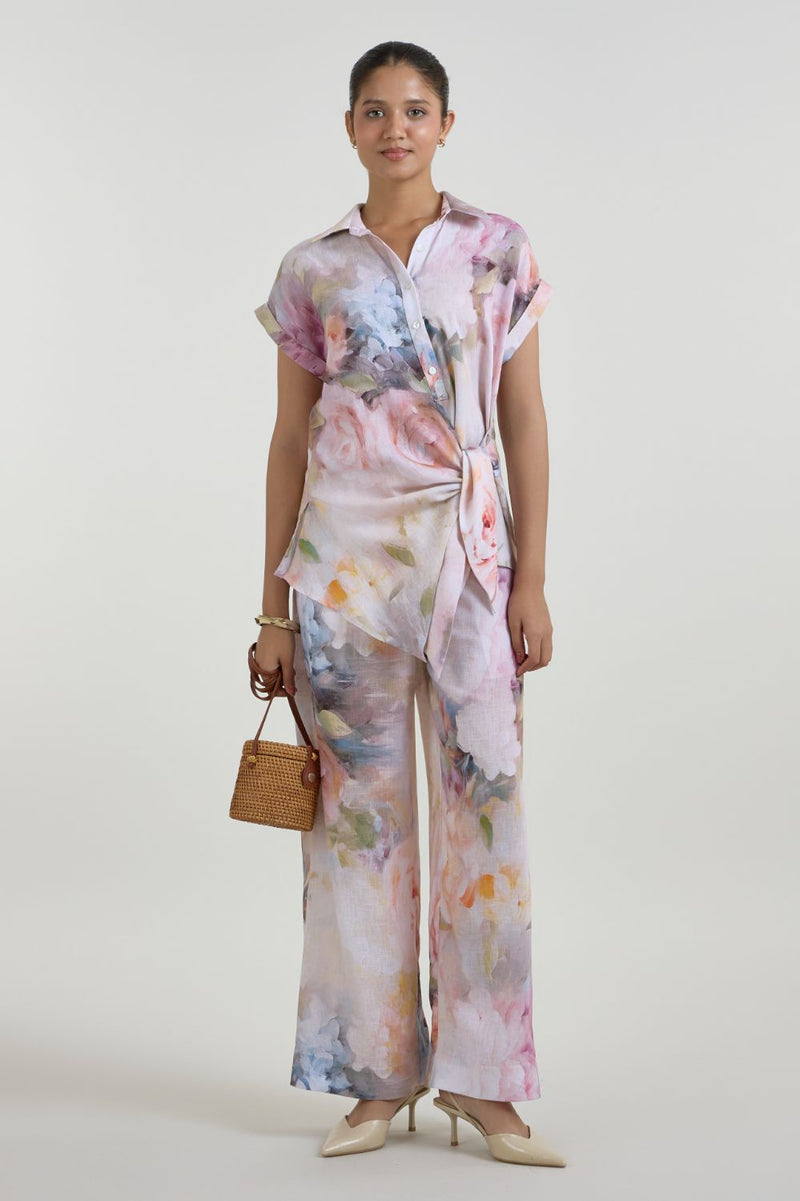 Olivia Twist Co-ord Set linen co-ord set by SOBARIKO in white for women Worldwide