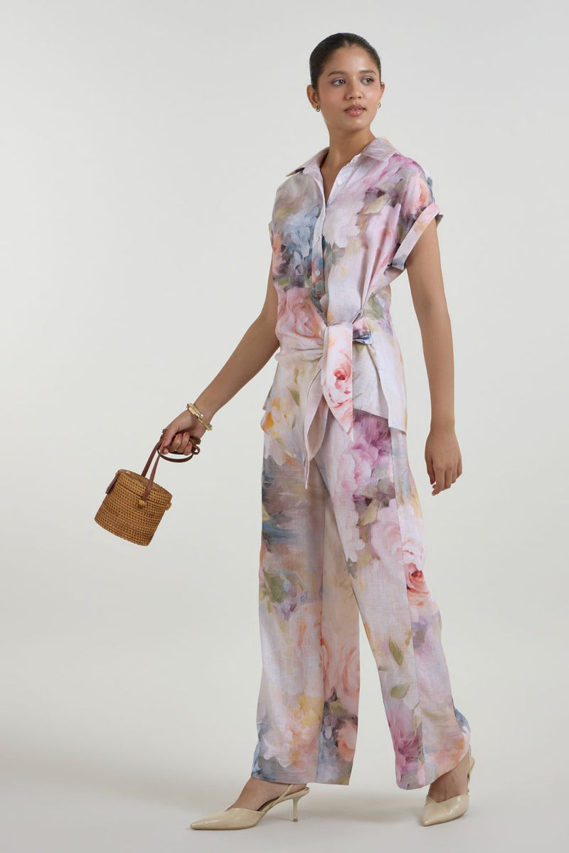 Olivia Twist Co-ord Set linen co-ord set by SOBARIKO in white for women Worldwide