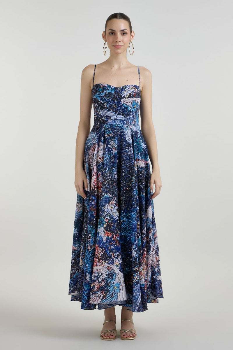Mosaic Strappy Dress linen dress by SOBARIKO for women Worldwide