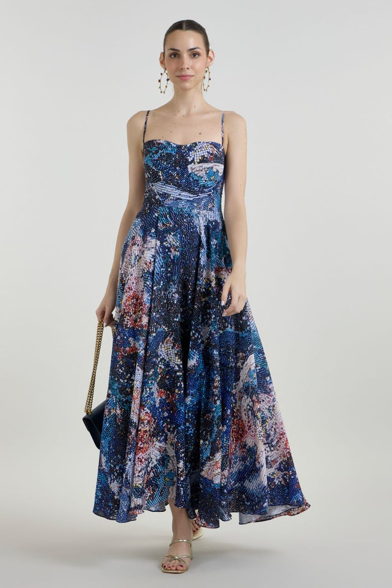 Mosaic Strappy Dress linen dress by SOBARIKO for women Worldwide