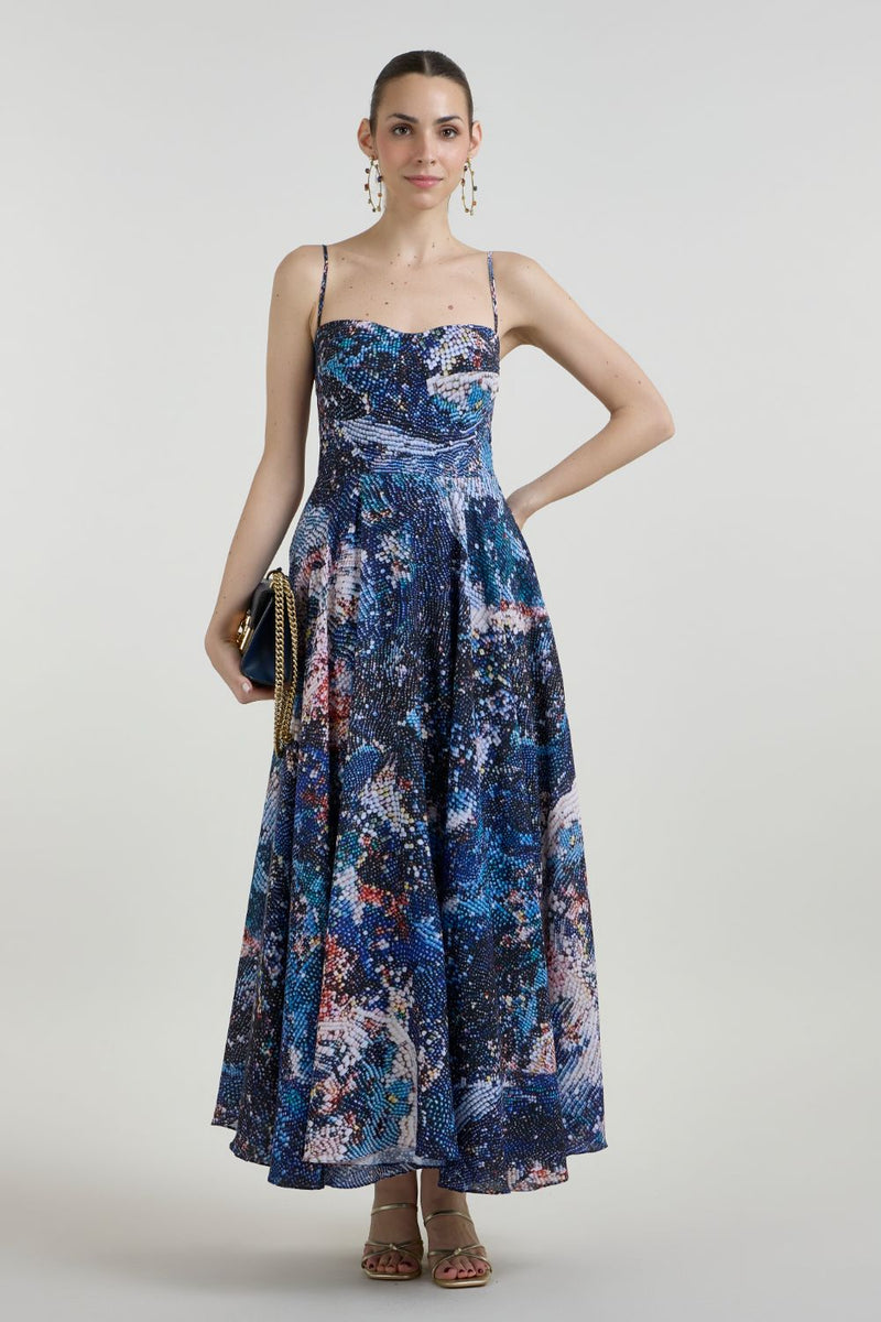 Mosaic Strappy Dress linen dress by SOBARIKO for women Worldwide