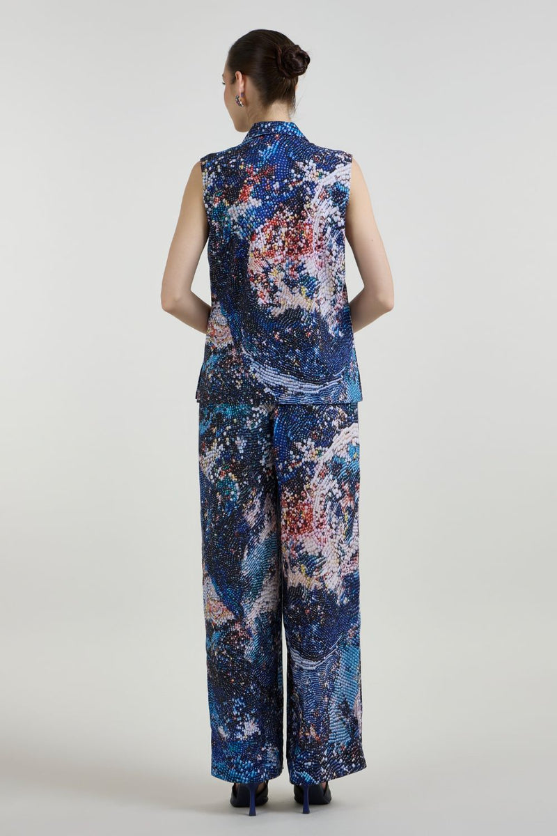 Mosaic Blazer Set linen co-ord set by SOBARIKO in multicolor for women Worldwide