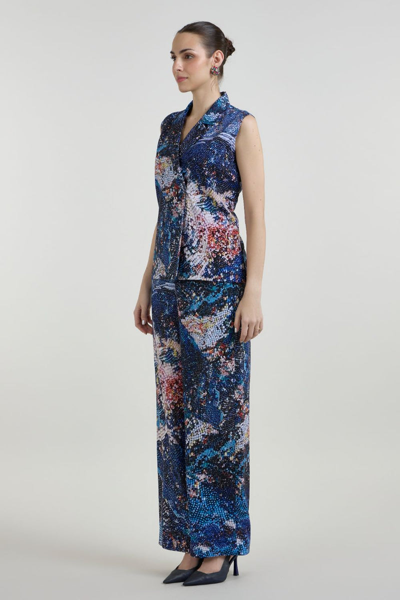 Mosaic Blazer Set linen co-ord set by SOBARIKO in multicolor for women Worldwide